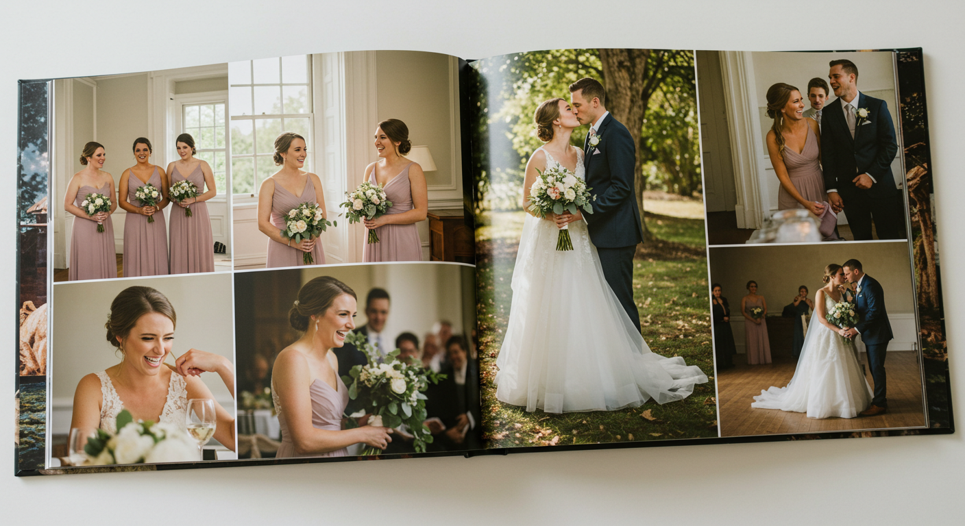 Modern Romance Wedding Photobook - Minimalist Grid Layout