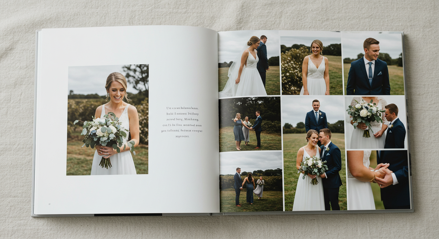 Modern Romance Wedding Photobook - Minimalist Grid Layout